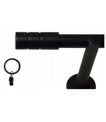 Pojedyncza 25mm matowa czarna końcówka Cylinder gładka