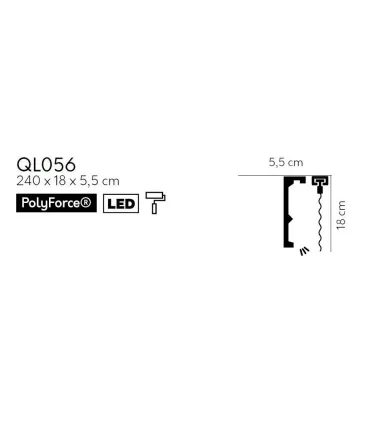 Mardom Listwa maskująca do karnisza MARDOM QL056 / także do podświetlenia LED