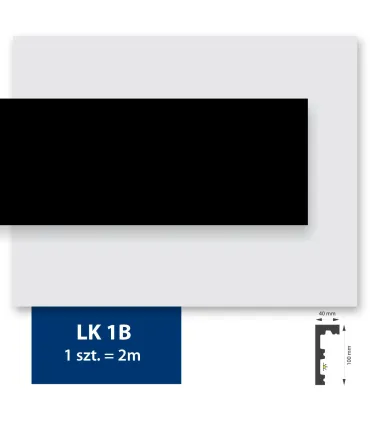 Listwa sufitowa do karniszy Prestige 1B czarna - odpowiednia do podświetlenia LED 200x10cm