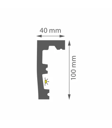 Listwa sufitowa do karniszy Prestige 1B czarna - odpowiednia do podświetlenia LED 200x10cm