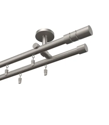 Profilowy aluminiowy karnisz sufitowy podwójny Elegant satyna Cylinder