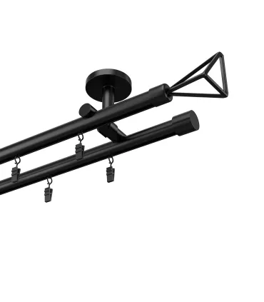 Karnisz aluminiowy profilowy sufitowy podwójny Elegant czarny Geometrik