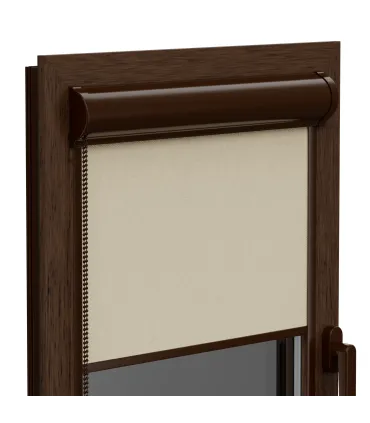 Roleta Termo (termoizolacyjna) w aluminiowej brązowej kasecie Elite plus seria Ecru