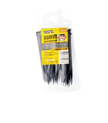 Opaska zaciskowa MASTERTOOL do kabli, nylon 2,5*150 mm, czarna 100 szt. opakowanie 20-1845