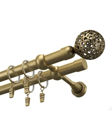 Karnisz metalowy Antyk podwójny Ø 19 mm - Kula Modern