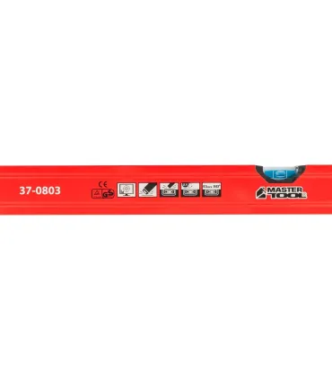 Poziomica budowlana aluminiowa MASTERTOOL PROFI 80 cm 2 libelki 0,5 mm/m 0,03° wnęka do montażu na rurach 37-0803