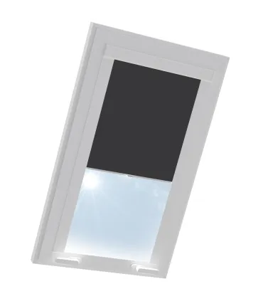 Roleta termoizolacyjna na okno dachowe VELUX w aluminiowej kasecie Ciemnoszara