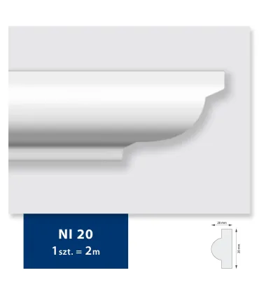 Dekoracyjna listwa sufitowa NI20 200 x 2 x 2 cm DSM
