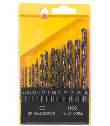 Zestaw wierteł do metalu MASTERTOOL 13 szt. HSS 2 - 8 mm plastikowy box BLACK 11-0213