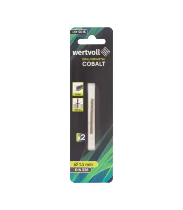 Wiertło do metalu WERTVOLL HSS COBALT 1,5x40 mm DIN338 2 szt. DR-5015