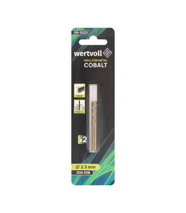 Wiertło do metalu WERTVOLL HSS COBALT 2,5x57 mm DIN338 2 szt. DR-5025