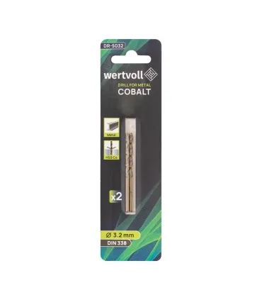 Wiertło do metalu WERTVOLL HSS COBALT 3,2x65 mm DIN338 2 szt. DR-5032