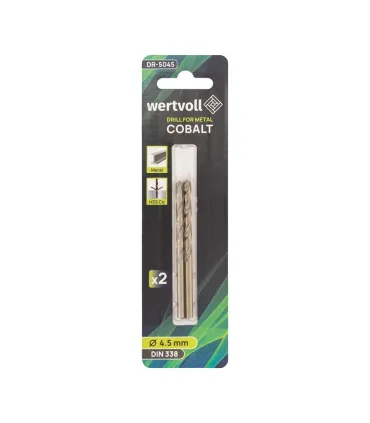 Wiertło do metalu WERTVOLL HSS COBALT 4,5x80 mm DIN338 2 szt. DR-5045
