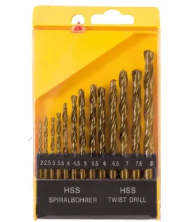 Zestaw wierteł MASTERTOOL do metalu 13 szt. HSS TiN 2 - 8 mm plastikowa skrzynka TITAN 11-0413