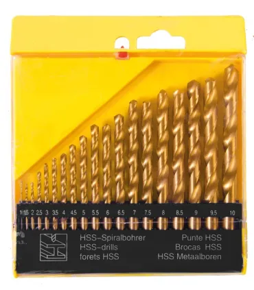 Zestaw wierteł MASTERTOOL do metalu 19 szt. HSS TiN 1 - 10 mm plastikowa skrzynka Titan11-0219