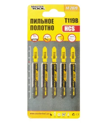 Brzeszczoty do wyrzynarki HCS MASTERTOOL do drewna/ plastiku szybkie cięcie proste 12TPI/77 mm 5 szt. 14-2819