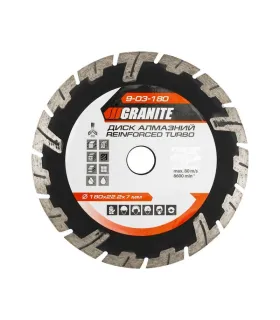 Tarcza diamentowa GRANITE TURBO REINFORCED 180*2,6 mm 22-24% 8600 obr./min 9-03-180