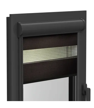 Roleta Dzień i Noc w aluminiowej kasecie (Antracyt) seria Elite Czekoladowa