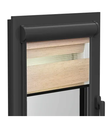 Roleta Dzień i Noc w aluminiowej kasecie (Antracyt) seria Elite Jasnoróżowy marmur
