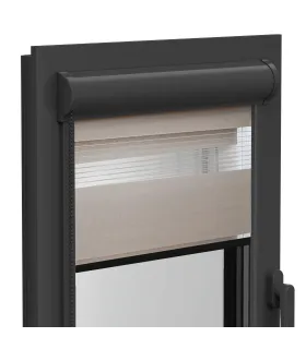 Roleta Dzień i Noc w aluminiowej kasecie (Antracyt) seria Elite naturalny palisander