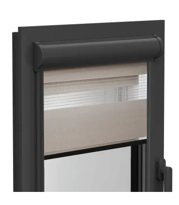 Roleta Dzień i Noc w aluminiowej kasecie (Antracyt) seria Elite naturalny palisander