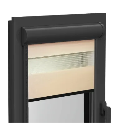 Roleta Dzień i Noc w aluminiowej kasecie (Antracyt) Elite seria olcha miodowa