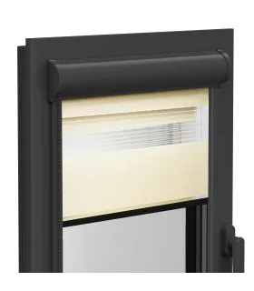 Roleta Dzień i Noc w kasecie aluminiowej (Antracytowa) seria Elite ecru delikatna