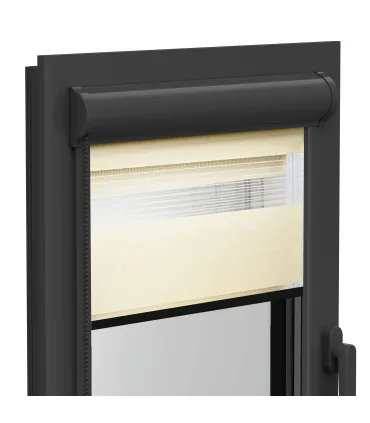 Roleta Dzień i Noc w kasecie aluminiowej (Antracytowa) seria Elite ecru delikatna