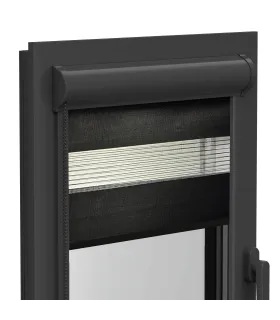 Roleta Dzień i Noc w aluminiowej kasecie (Antracyt) seria Elite czarna jedwabna