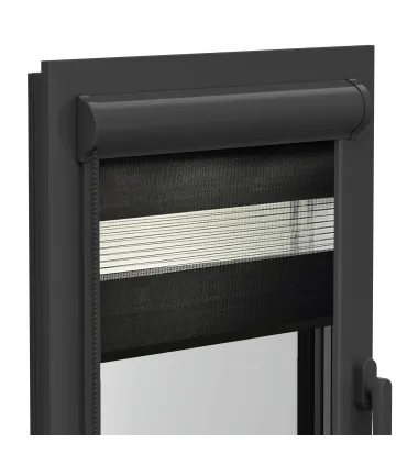 Roleta Dzień i Noc w aluminiowej kasecie (Antracyt) seria Elite czarna jedwabna