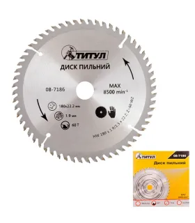 Tarcza piłowa do cięcia drewna ТИТУЛ zęby z węglika wolframu 180*22, 2*60T, adapter 22, 2-20 08-7186