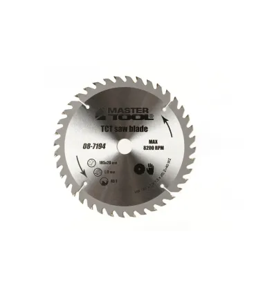 Tarcza piłowa do cięcia drewna MASTERTOOL zęby z węglika wolframu 185*20*40T, adapter 20-16 08-7194